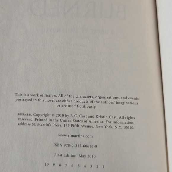 4/$20 BURNED (A House of Night Novel #7) by P. C. Cast and Kirstin Cast - Picture 6 of 7